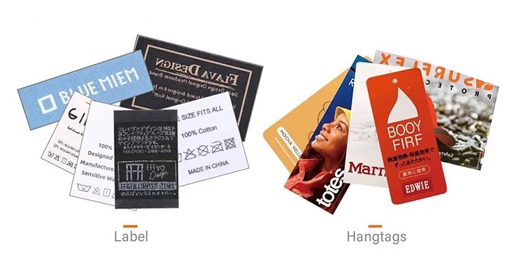 Custom woven labels and branded hangtags for caps